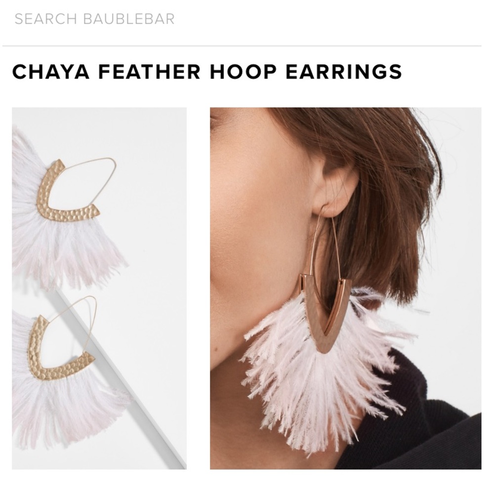 Anthropologie BaubleBar Chaya Feather Earring New - Picture 3 of 5